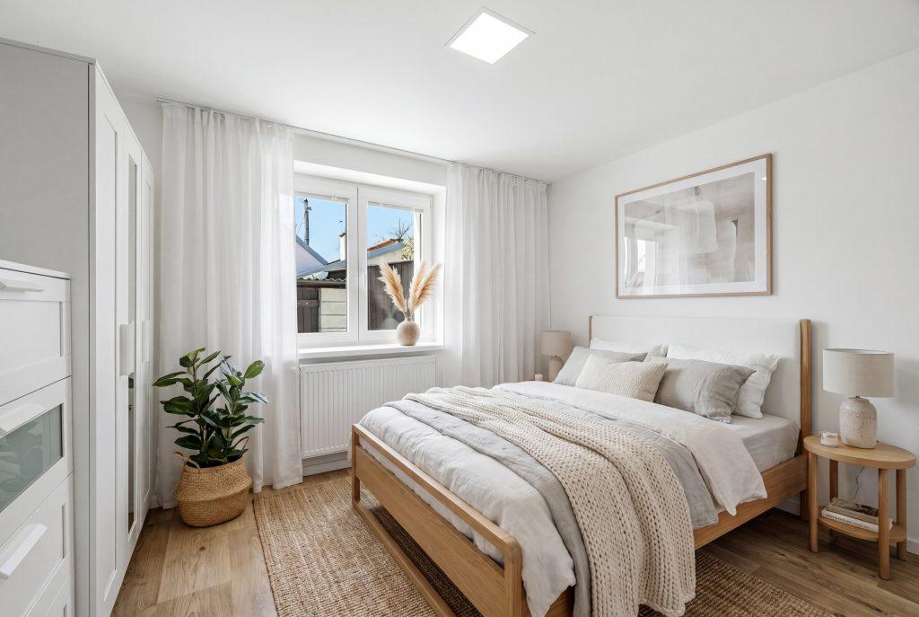 Virtuální staging ložnice v rodinném domě ve Vyškově